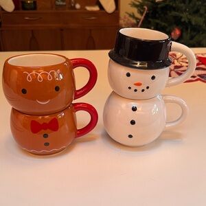 Target Holiday Mug Set - Snowman and Gingerbread Stacked Design